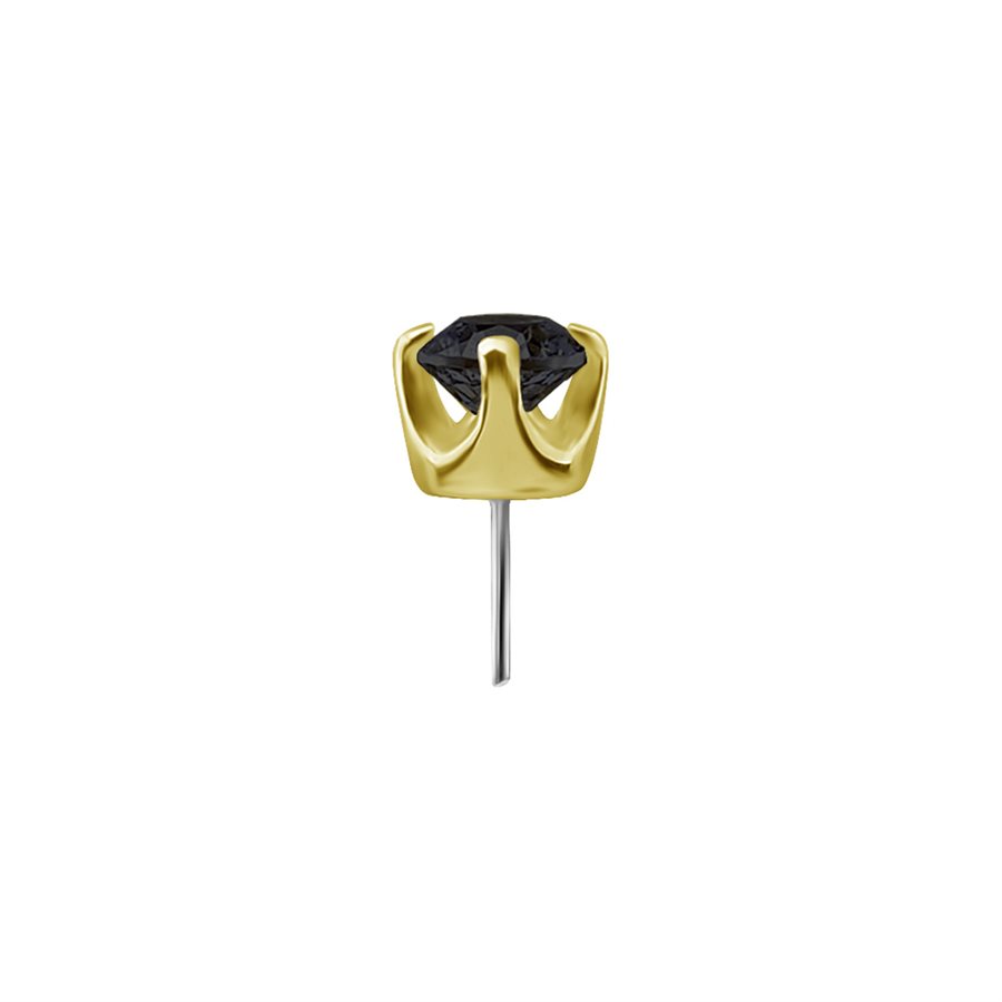18k gold internal threadless attachment with black spinel